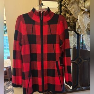 Adrienne Vittadini Red and Black Knit Jacket